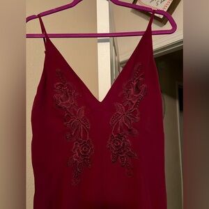 Women's Leith Floral Appliqué Red Wine Tapered Jumpsuit Size Medium New + Unworn